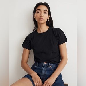 Madewell Back Tie Knot Tee, Black Crewneck Size Medium
